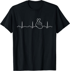 K-Pop Shirt KPop Heartbeat Hand Symbol Korean Music Gift T-Shirt - T-Shirt | Black