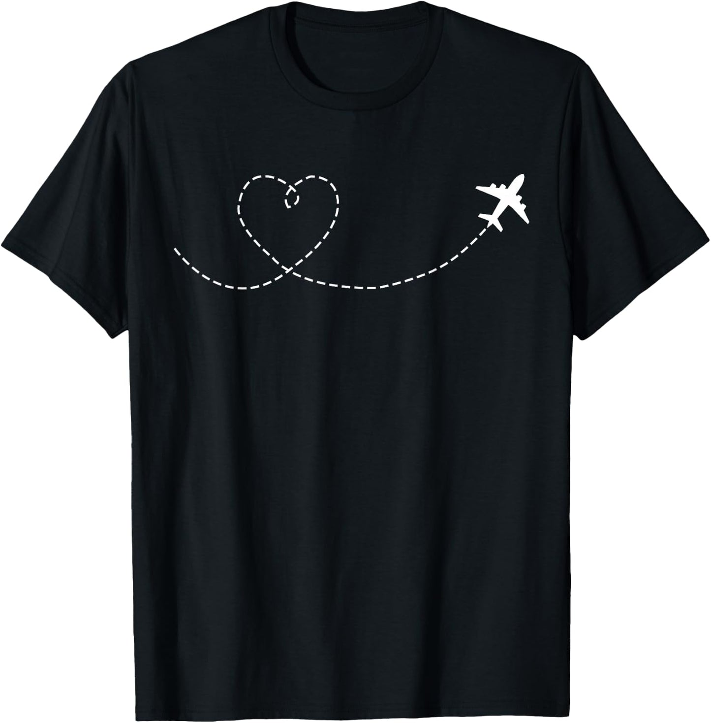 Cute Airplane Travel Vacation Heart T-Shirt - T-Shirt | Black
