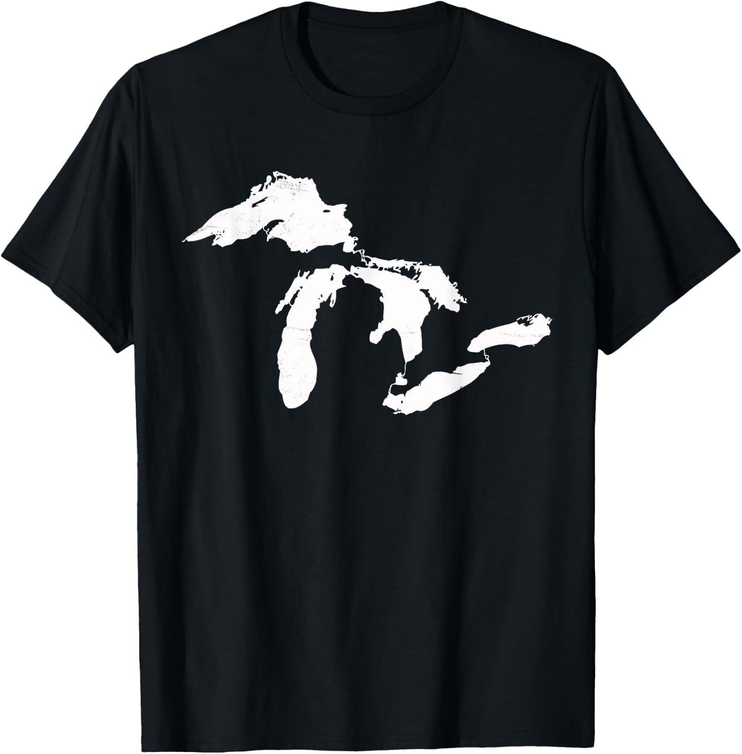 Michigan Map Great Lakes Midwest Mitten Vintage Gift T-Shirt - T-Shirt | Black