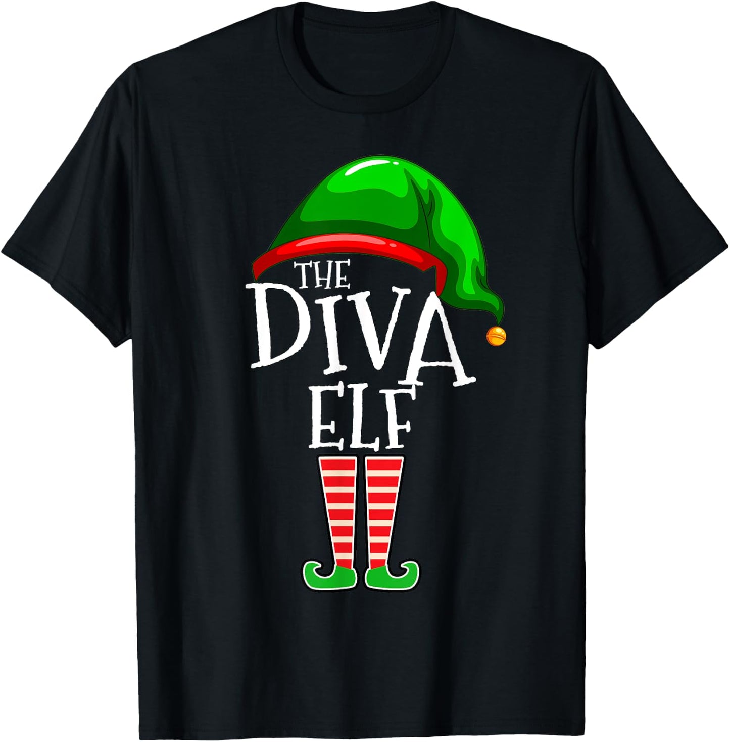 The Diva Elf Family Matching Group Christmas Gift Mom Wife T-Shirt - T-Shirt | Black