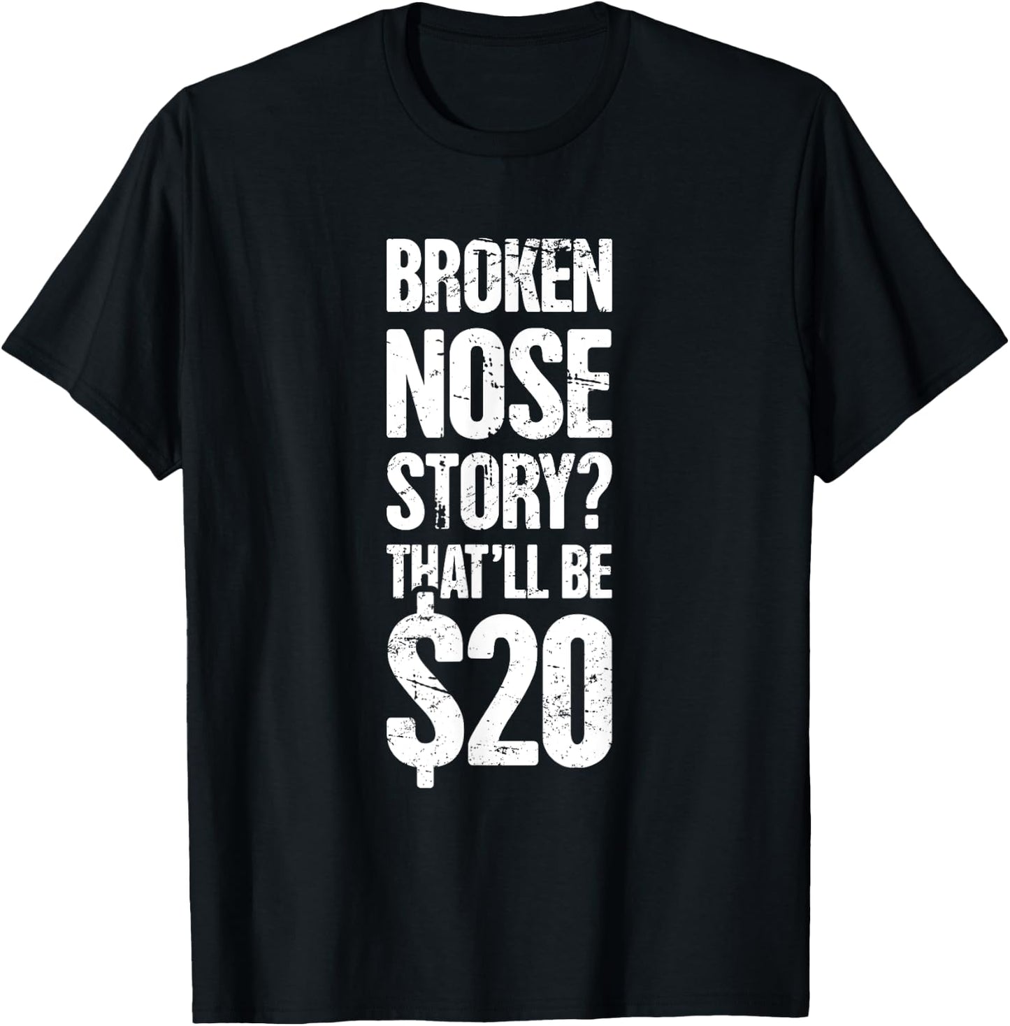 Distressed Funny Broken Nose T-Shirt - T-Shirt | Black