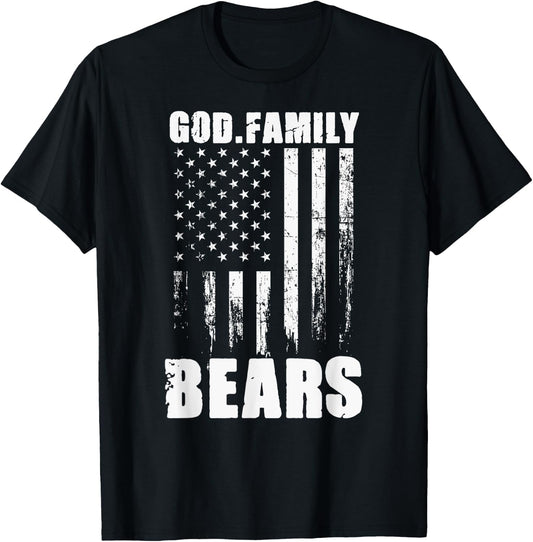 Cherokee Bluff Bears God. Family. Vintage USA Flag T-Shirt - T-Shirt | Black