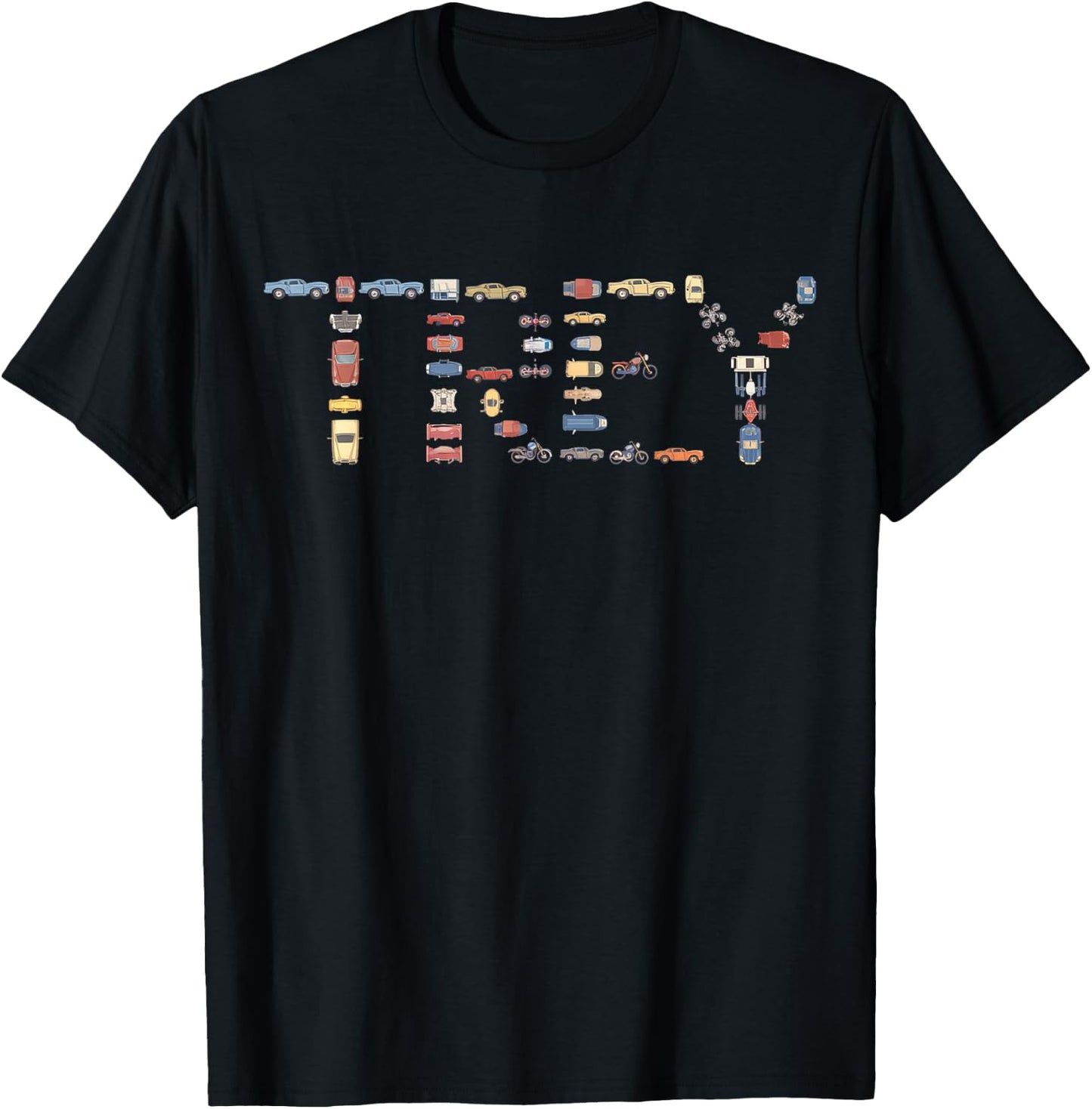 Trey Custom Name Personalized Classic Cars Boys Women Men T-Shirt - T-Shirt | Black