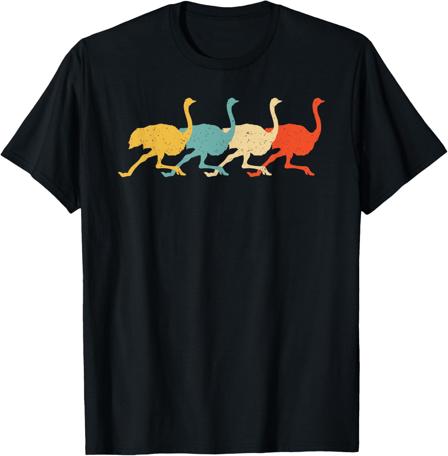 Cassowary Vintage Retro Ostrich Emu Bird Lover 60s 70s Gift T-Shirt - T-Shirt | Black