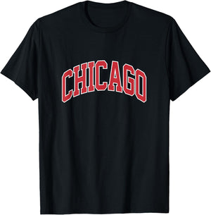 Retro Chicago Throwback Classic Chicago Men Women Red Blue T-Shirt - T-Shirt | Black