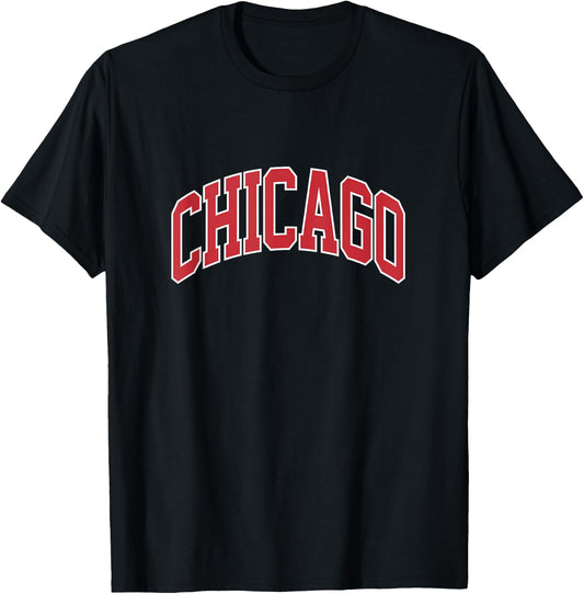 Retro Chicago Throwback Classic Chicago Men Women Red Blue T-Shirt - T-Shirt | Black
