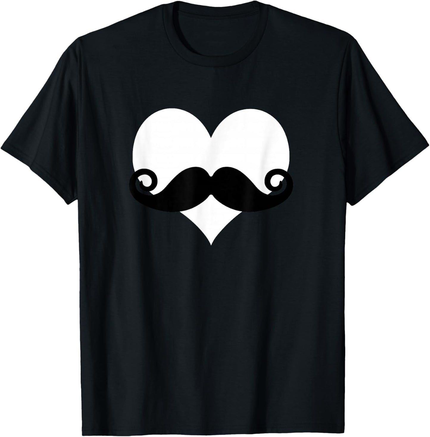 Mustache Heart Valentines Day Boys T-Shirt - T-Shirt | Black