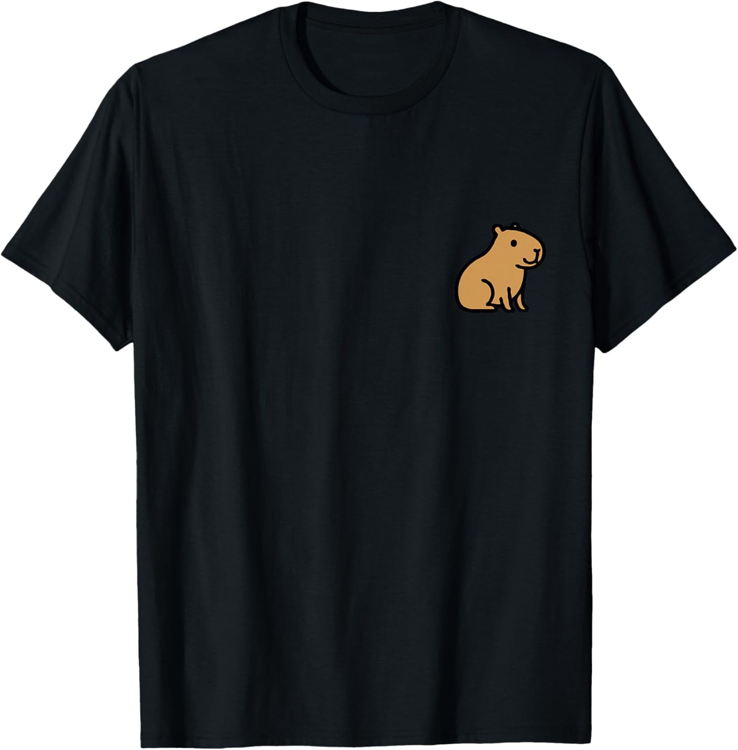 Capybara Minimalist Chest Emblem T-Shirt - T-Shirt | Black