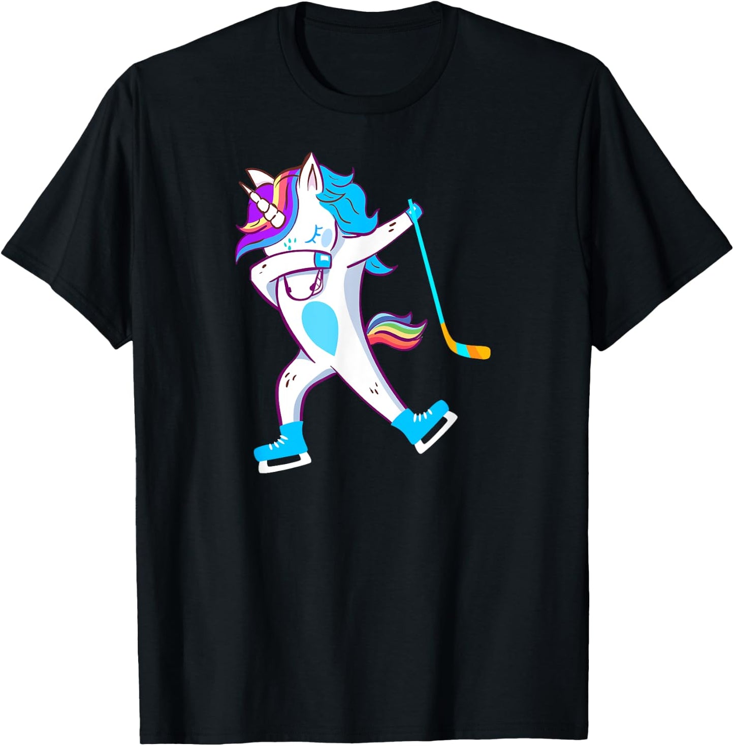 Dabbing Hockey Unicorn Puck Kids Boys Girls Cool Ice Hockey T-Shirt - T-Shirt | Black