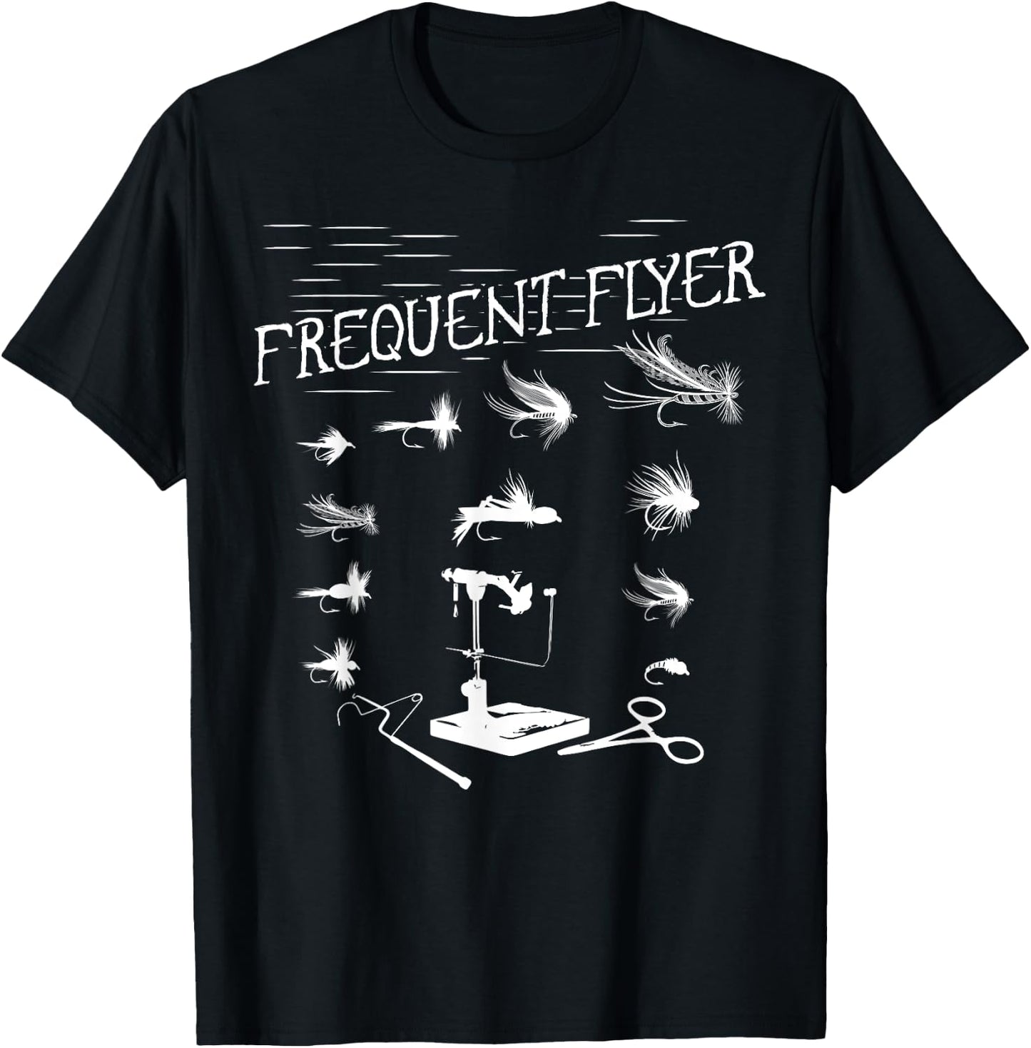 Fly Fishing Tying Funny Fisherman Christmas Fathers Day Gift T-Shirt - T-Shirt | Black