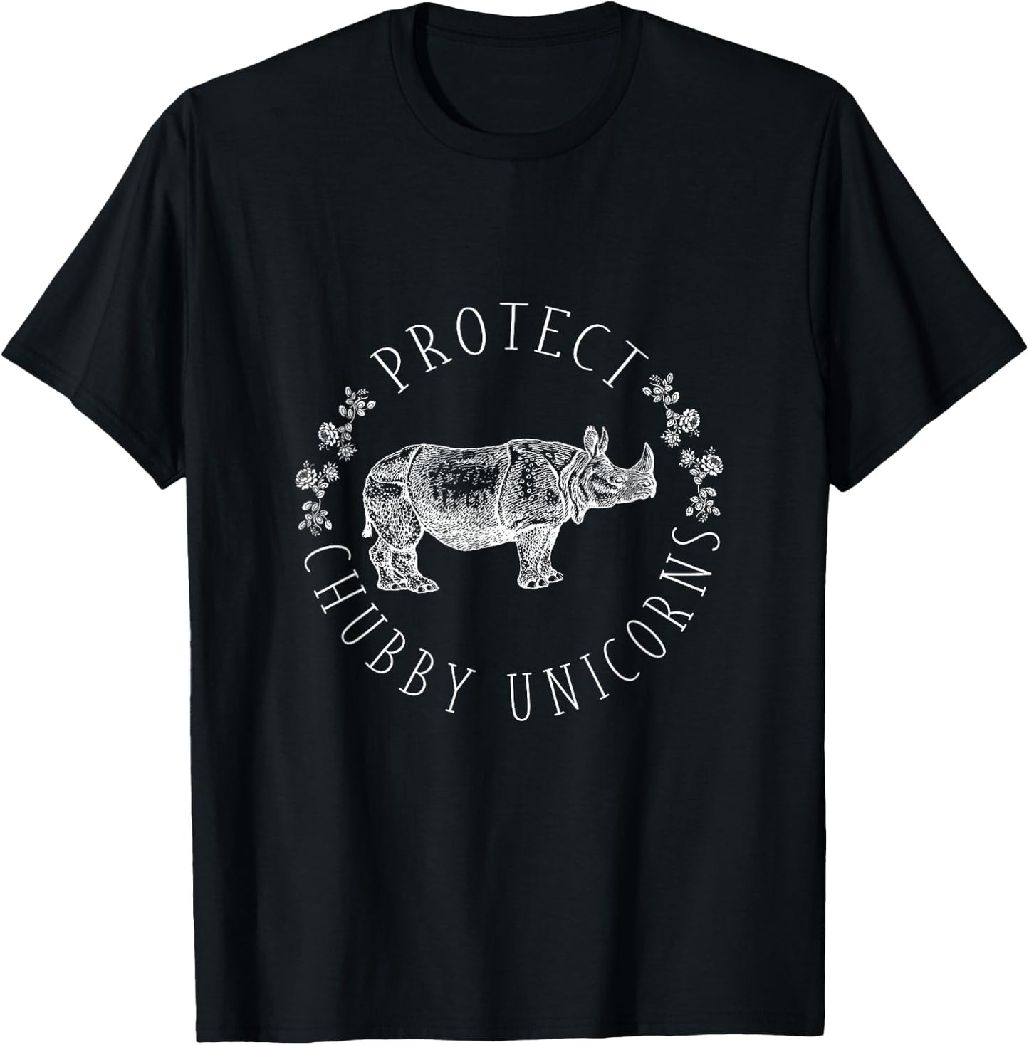Protect Chubby Unicorns Save the White Rhino Animal Lover T-Shirt - T-Shirt | Black