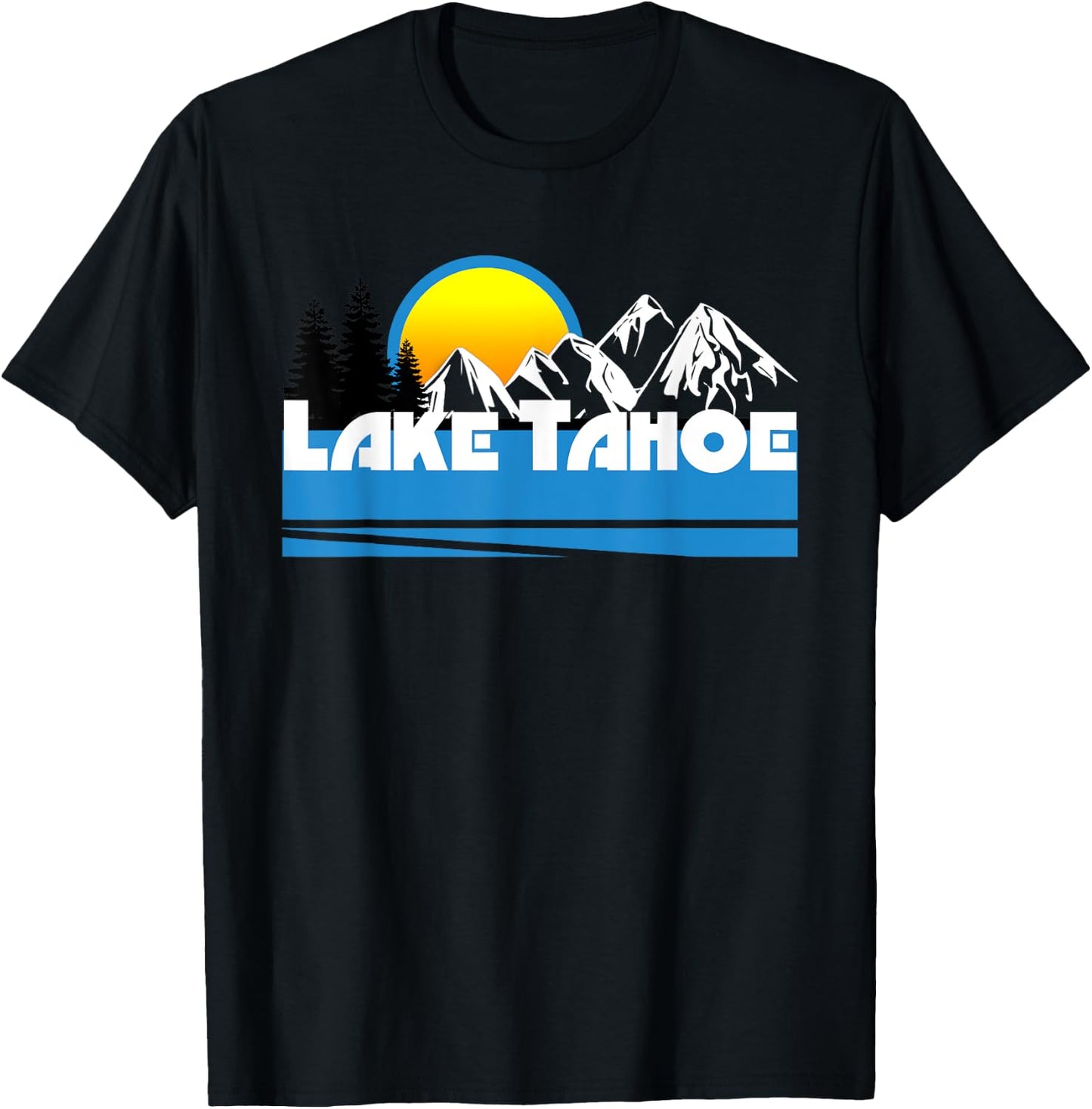 Lake Tahoe Retro 80s California & Nevada Ski T-Shirt - T-Shirt | Black