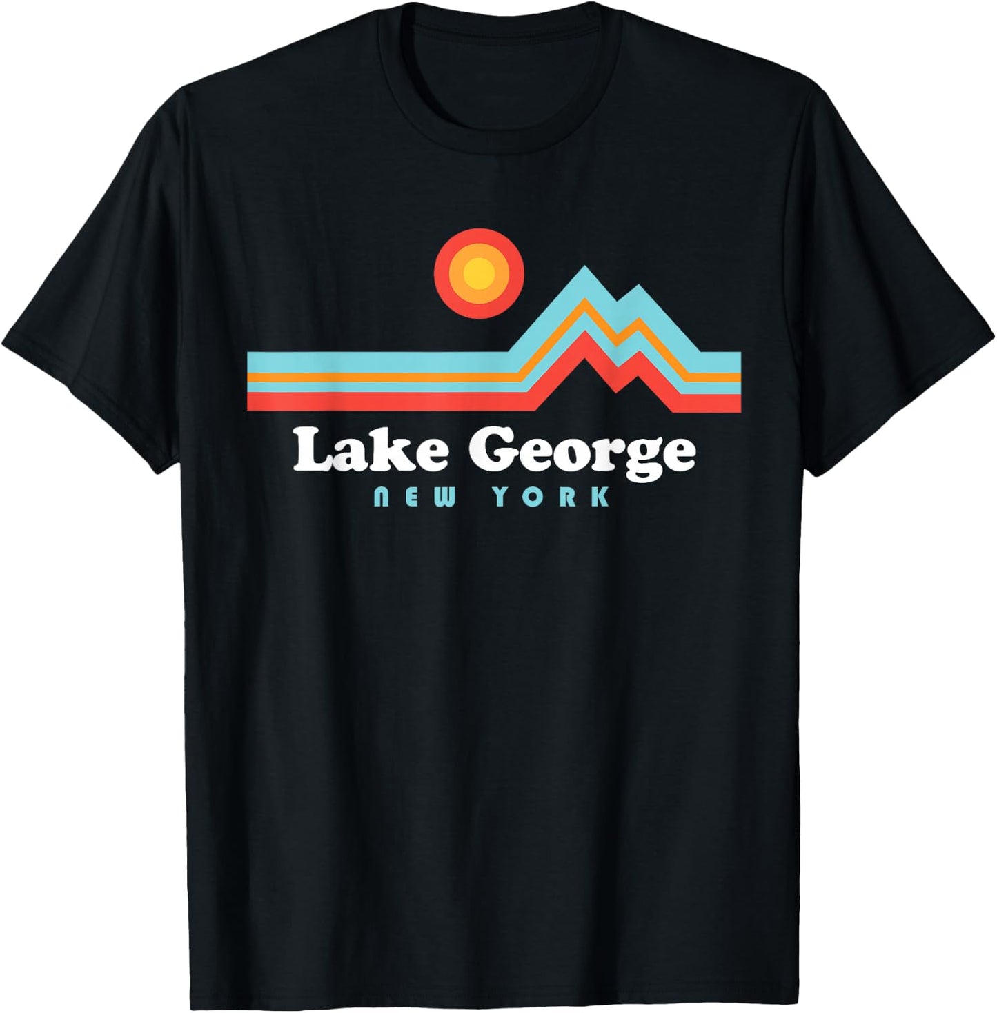 Lake George New York Sunset Mountains T-Shirt - T-Shirt | Black
