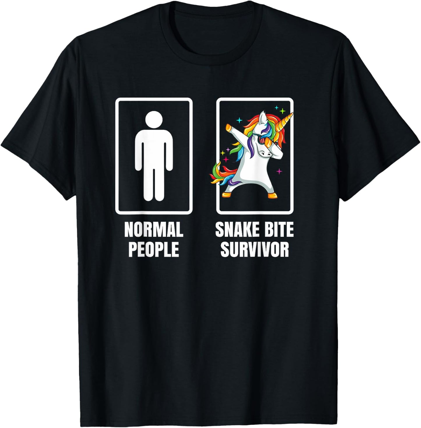 Funny Dabbing Unicorn Snake Bite Survivor Humor Joke Gift T-Shirt - T-Shirt | Black