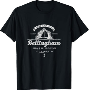 Bellingham WA Sailboat Vintage Nautical Throwback T-Shirt - T-Shirt | Black