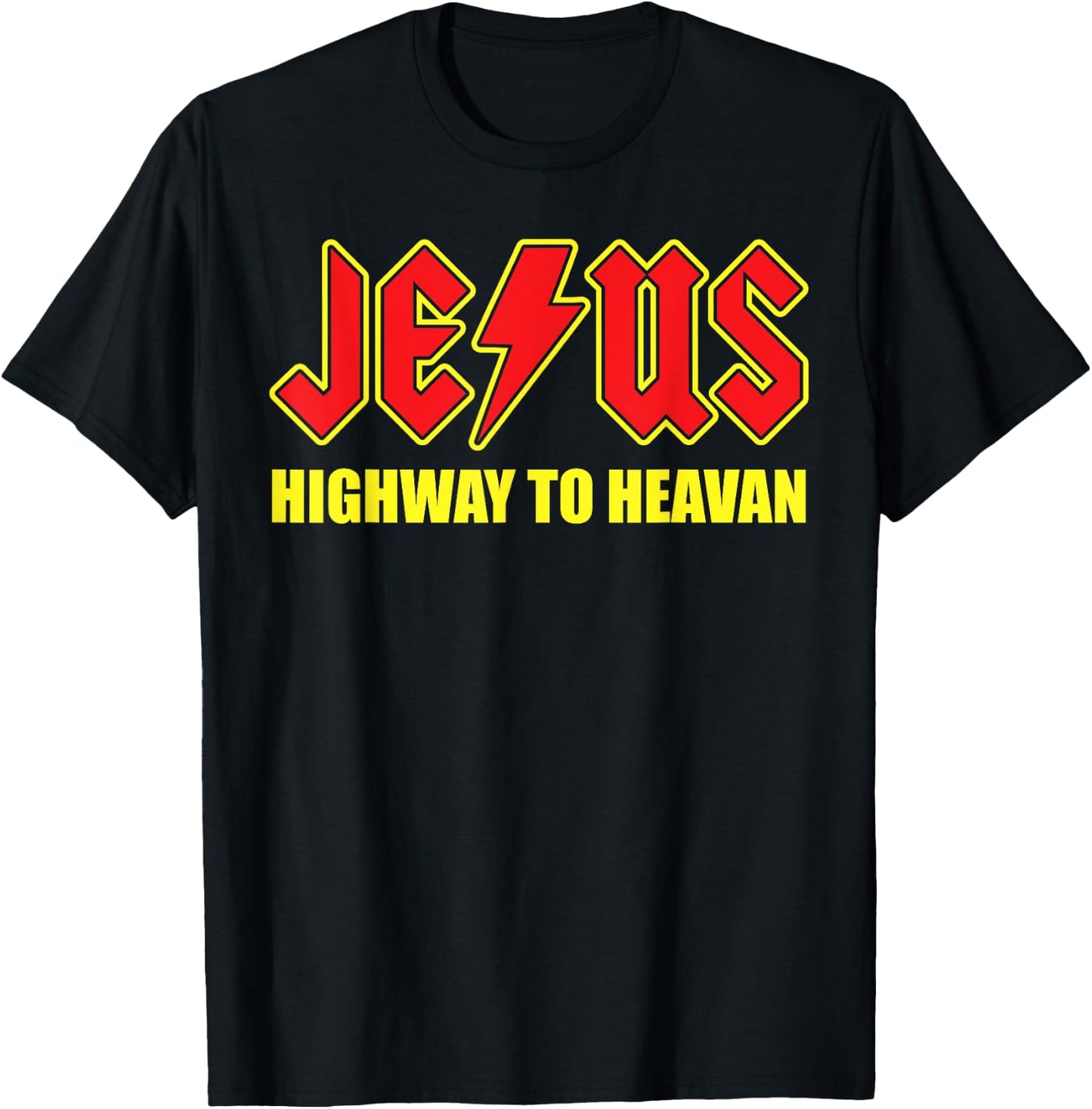 Jesus Highway To Heaven T Shirt -Superhero Jesus Christian T T-Shirt - T-Shirt | Black