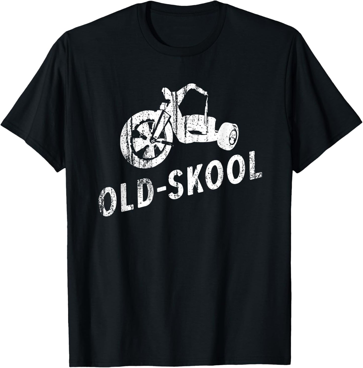 Old Skool Wheels Retro Funny Cool Distressed Shirt T-Shirt - T-Shirt | Black