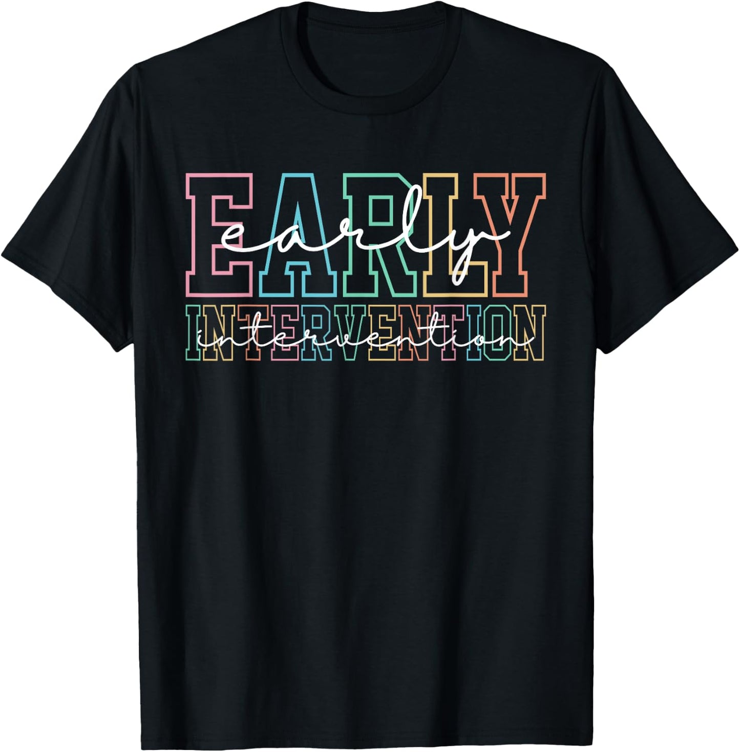 Retro Early Intervention Teacher Intervention Specialist T-Shirt - T-Shirt | Black