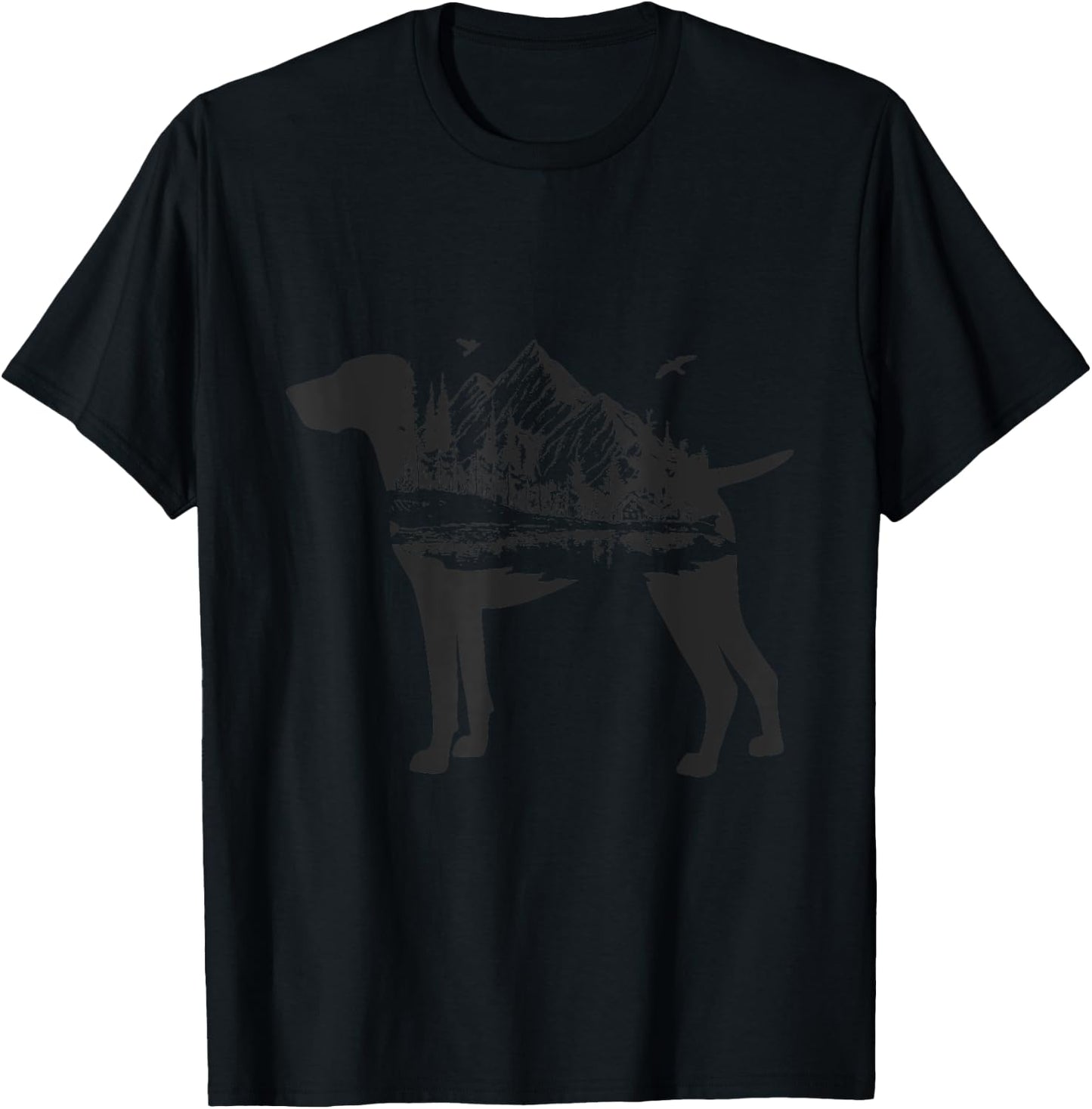 German Shorthair Pointer Mom Nature Lover Silhouette Dog T-Shirt - T-Shirt | Black