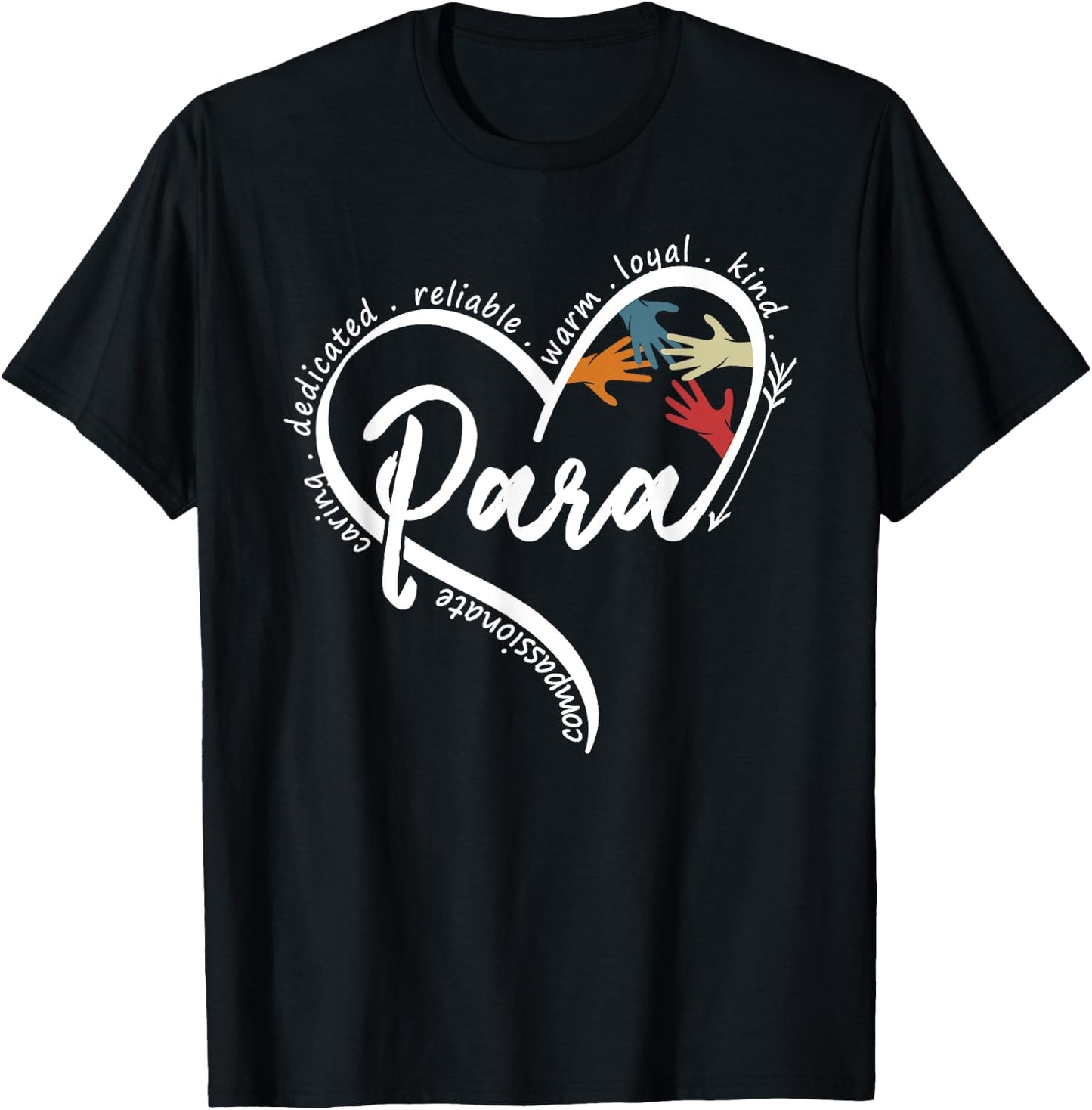 para Heart Paraprofessional Teacher Paraeducator T-Shirt - T-Shirt | Black