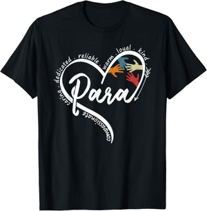 para Heart Paraprofessional Teacher Paraeducator T-Shirt - T-Shirt | Black