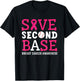 Save Second 2nd Base Breast Cancer Awareness Month Baseball T-Shirt - T-Shirt | Black