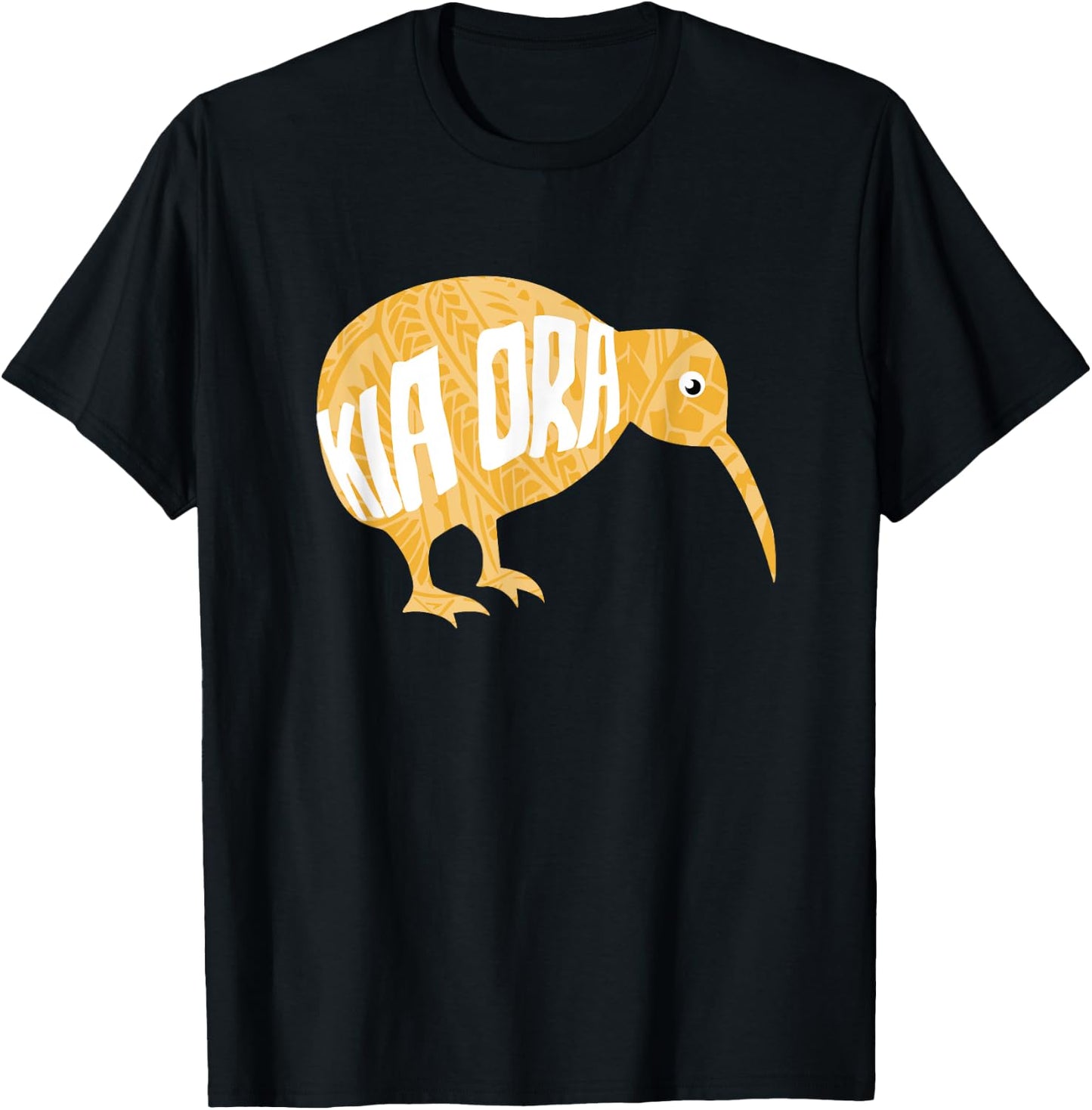 New Zealand Kiwi Bird Tribal Pattern Kia Ora Be Well Gift T-Shirt - T-Shirt | Black