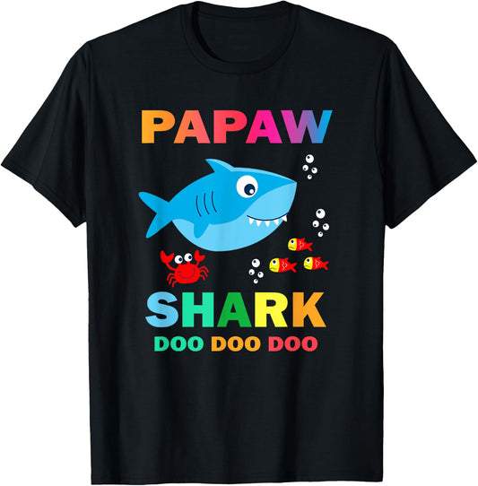 Papaw Shark Shirt, Fathers Day Gift From Wife Son Daughter T-Shirt - T-Shirt | Black