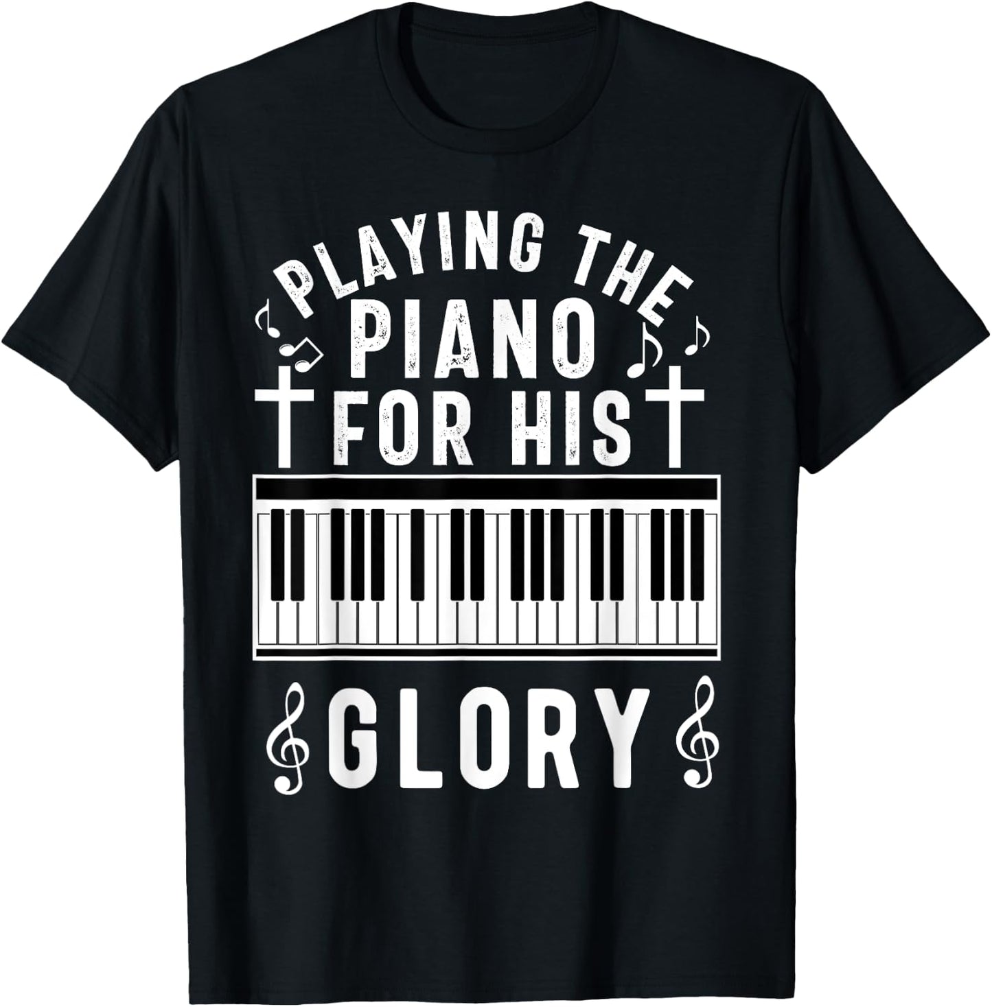 Christian Pianist Jesus Piano Player Musician Worship Lover T-Shirt - T-Shirt | Black