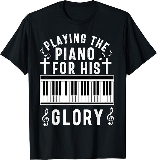 Christian Pianist Jesus Piano Player Musician Worship Lover T-Shirt - T-Shirt | Black