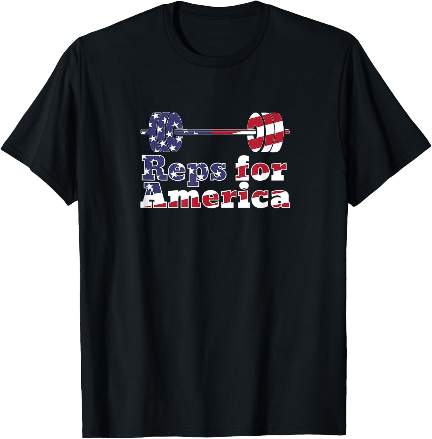 Patriotic barbell Reps For America USA Gym Women Kids Men T-Shirt - T-Shirt | Black
