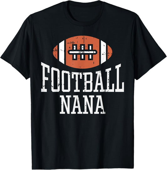 American Football Nana Vintage Game Day Sports Lover Grandma T-Shirt - T-Shirt | Black