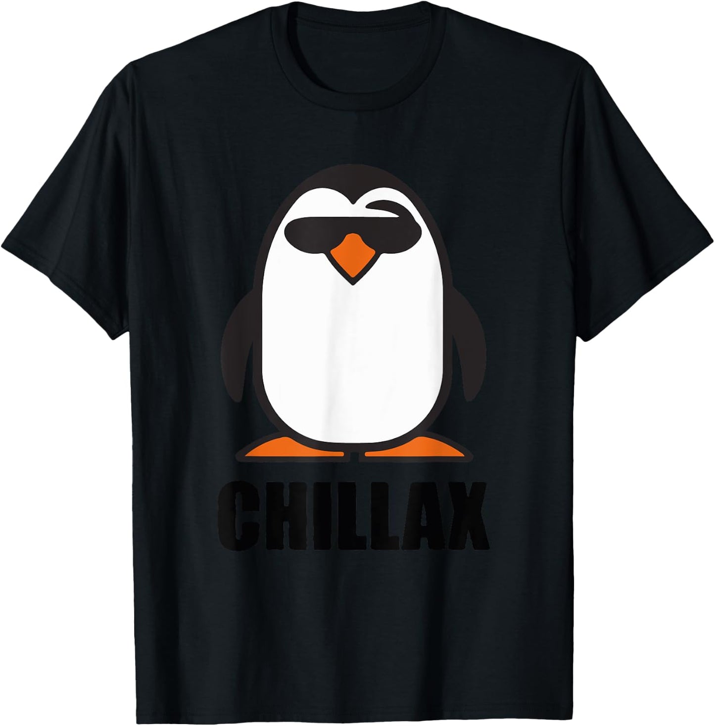 Funny Christmas Winter Penguin shirts, puns, Chillax Shirt T-Shirt - T-Shirt | Black