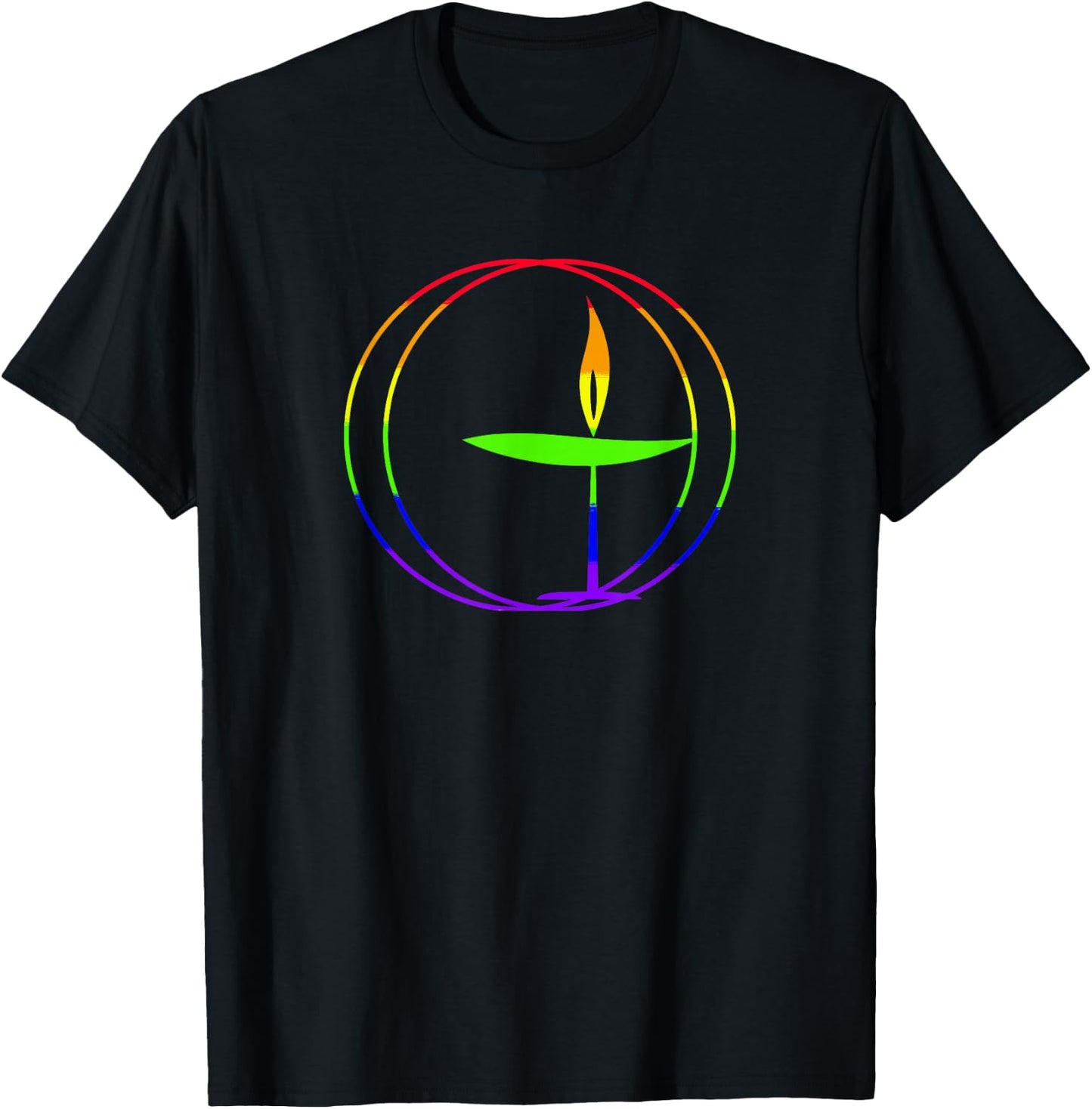 Unitarian Universalist Shirt, Colorful Flaming Chalice Shirt T-Shirt - T-Shirt | Black