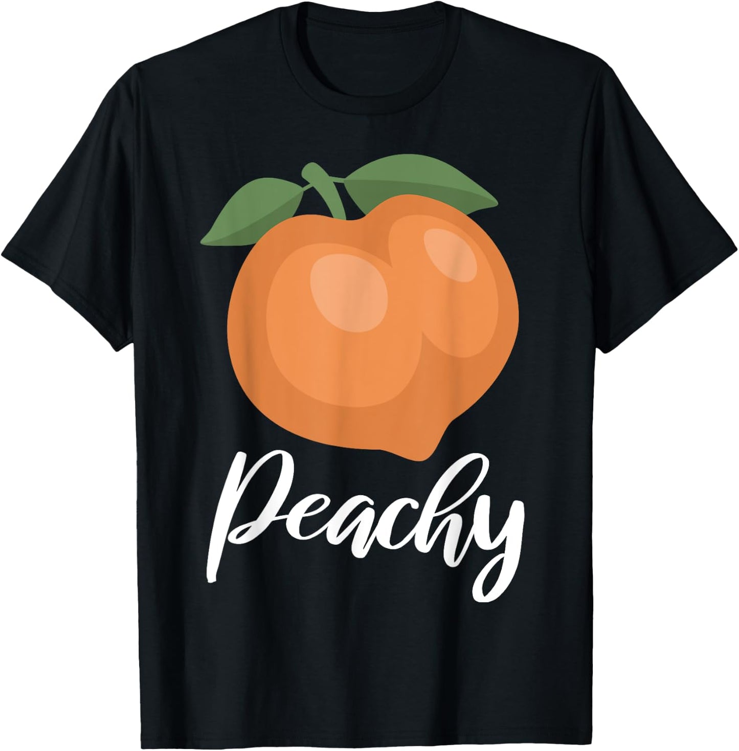 Peachy Graphic Peach Image Funny Bitchy Pun Shirt T-Shirt - T-Shirt | Black