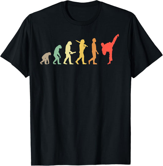 Retro Karate Evolution Gift Karateka T-Shirt - T-Shirt | Black