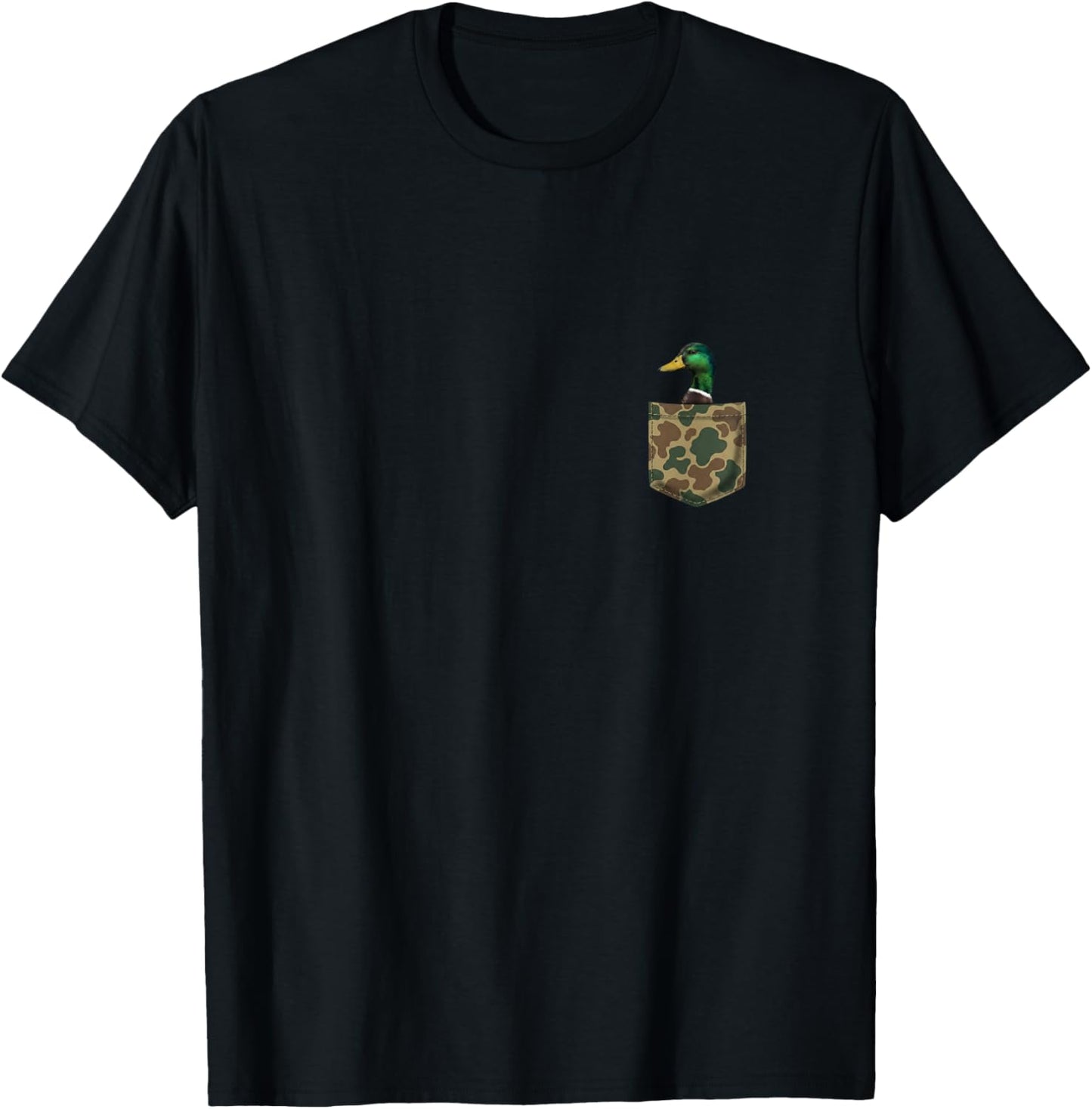 Vintage Mallard Duck Camo Pocket Waterfowl Hunting Gifts T-Shirt - T-Shirt | Black