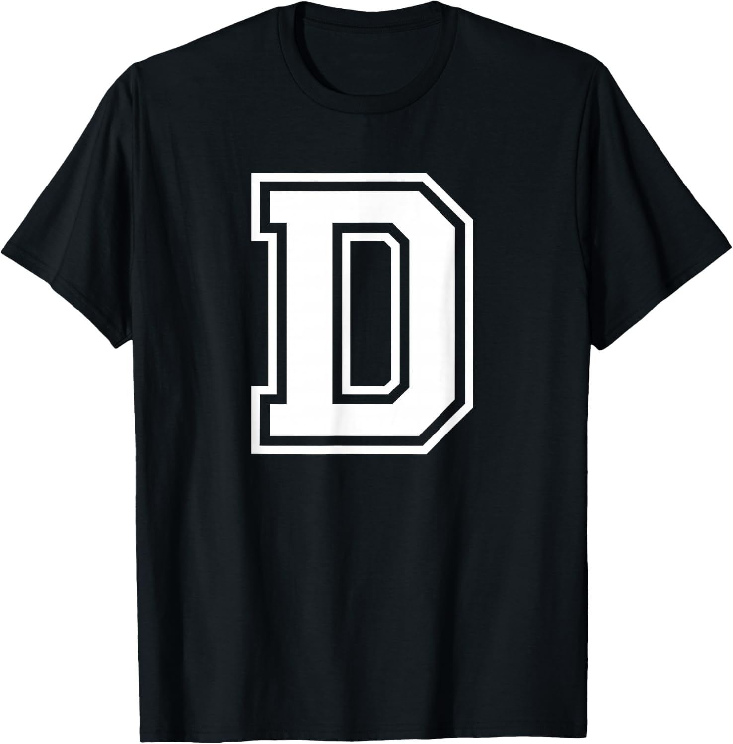 Letter D Name Initial Varsity Alphabet Monogram T-Shirt - T-Shirt | Black