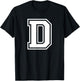 Letter D Name Initial Varsity Alphabet Monogram T-Shirt - T-Shirt | Black