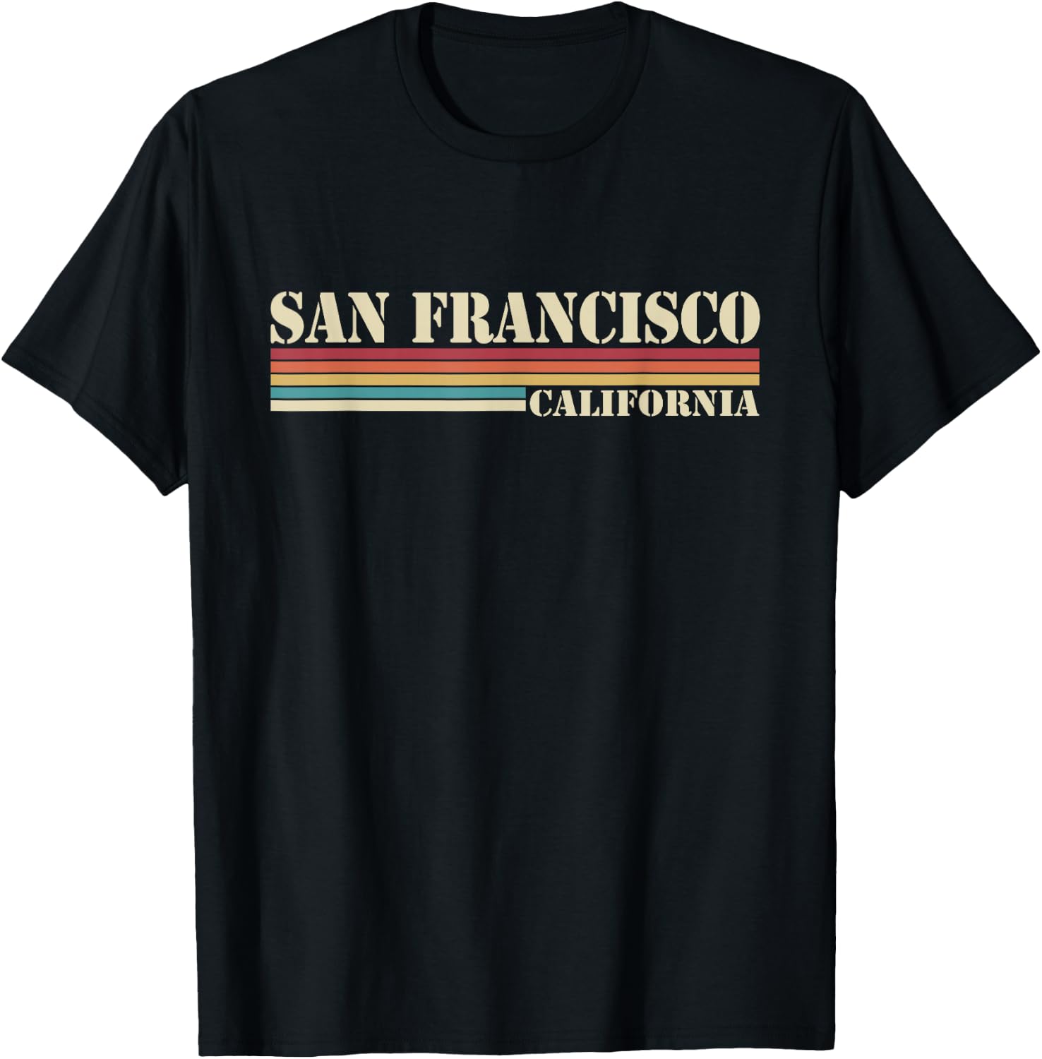 San Francisco - California - Retro Stripes - Classic T-Shirt - T-Shirt | Black