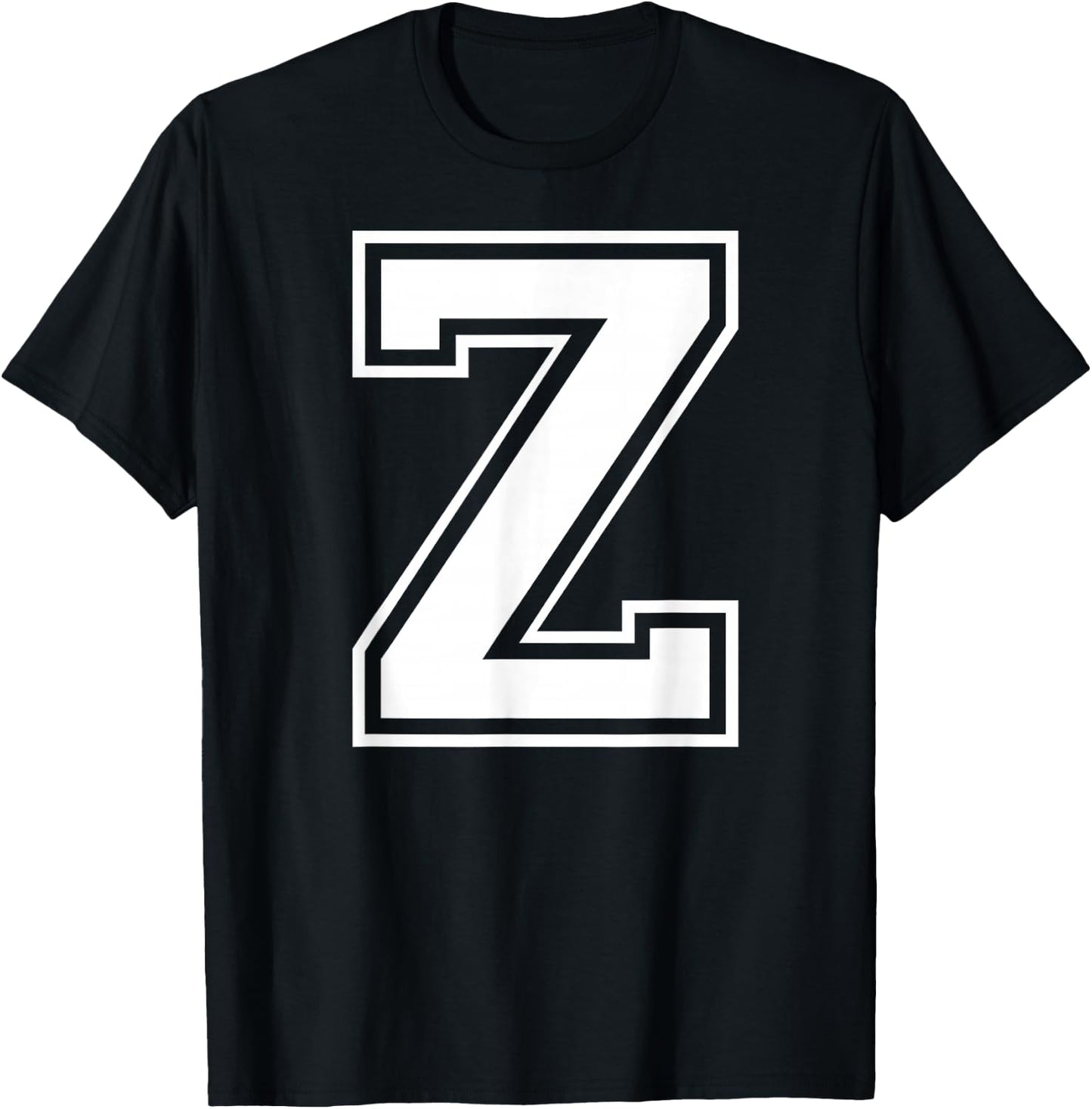 Letter Z Capital Alphabet College Varsity Monogram Club T-Shirt - T-Shirt | Black