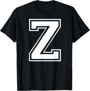 Letter Z Capital Alphabet College Varsity Monogram Club T-Shirt - T-Shirt | Black