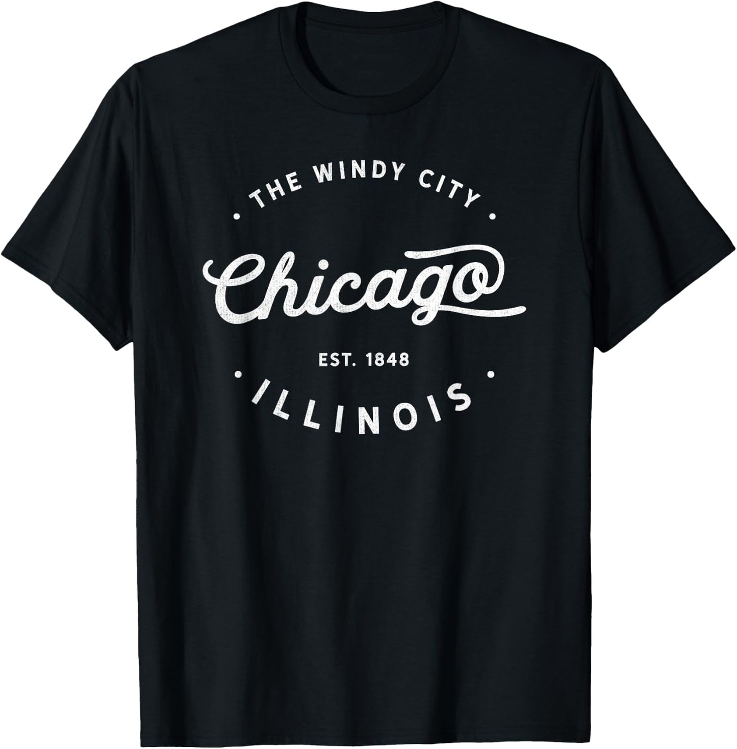 Classic Retro Vintage Chicago Illinois Windy City Novelty T-Shirt - T-Shirt | Black