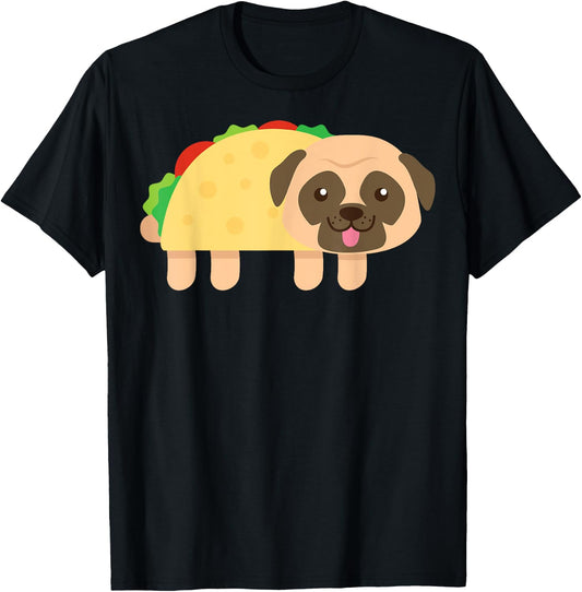 Cute Pug Taco Shirt Cinco De Mayo Dog Owner Food Lover T-Shirt - T-Shirt | Black