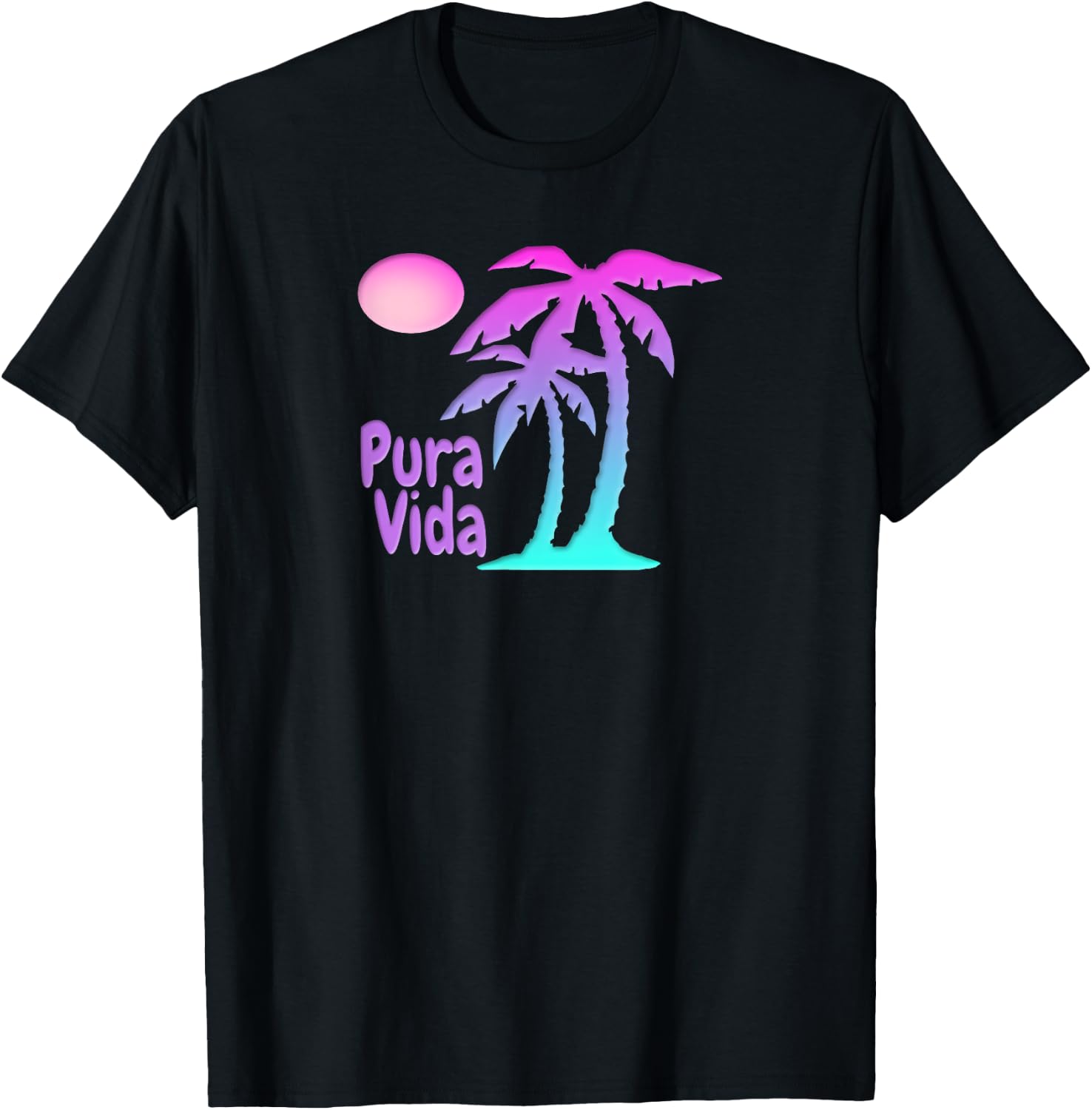 PURA VIDA Souvenir Palm Trees Beach Sun Costa Rica Women Girls Kids T-Shirt - T-Shirt | Black