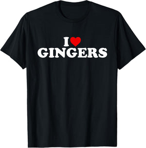 I Love Gingers - Heart T-Shirt - T-Shirt | Black