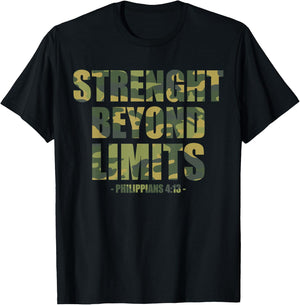 Strenght Beyond Limits Christian Men Camo Scripture Gym Work T-Shirt - T-Shirt | Black