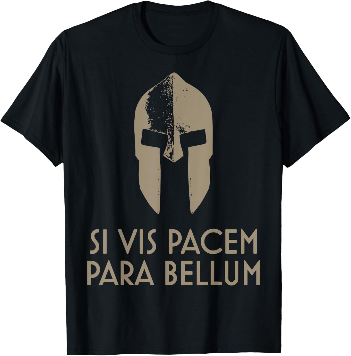 Spartan Helm latin motto Si Vis Pacem Para Bellum T-Shirt - T-Shirt | Black