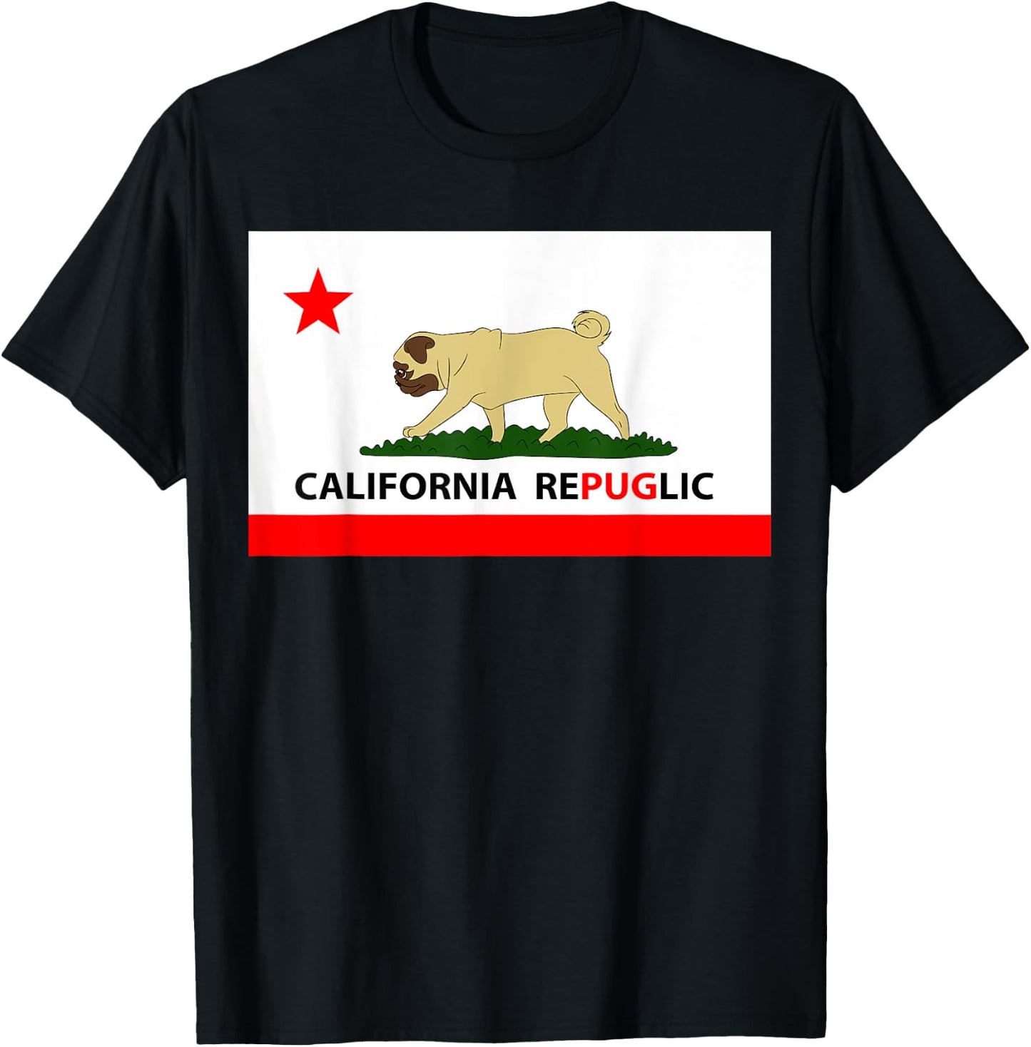 California Republic Pug T-Shirt - T-Shirt | Black