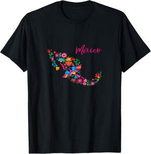 Otomi Mexican Floral Card T-Shirt - T-Shirt | Black